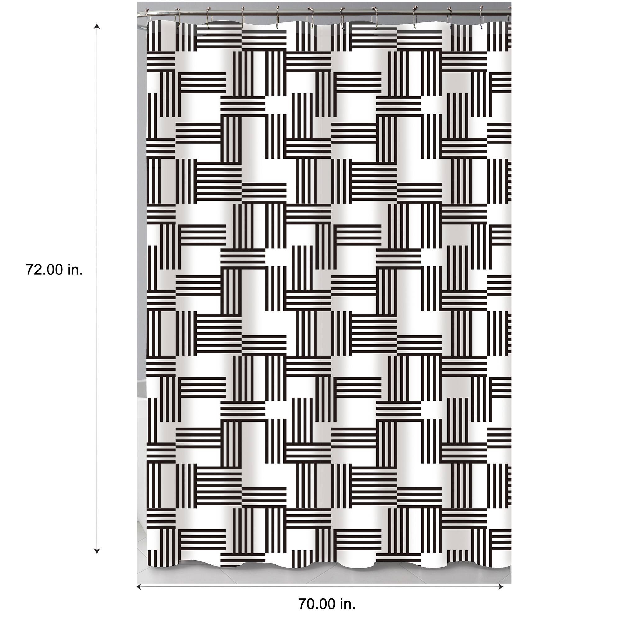 Bath Bliss Woven Stripes Design Shower Curtain